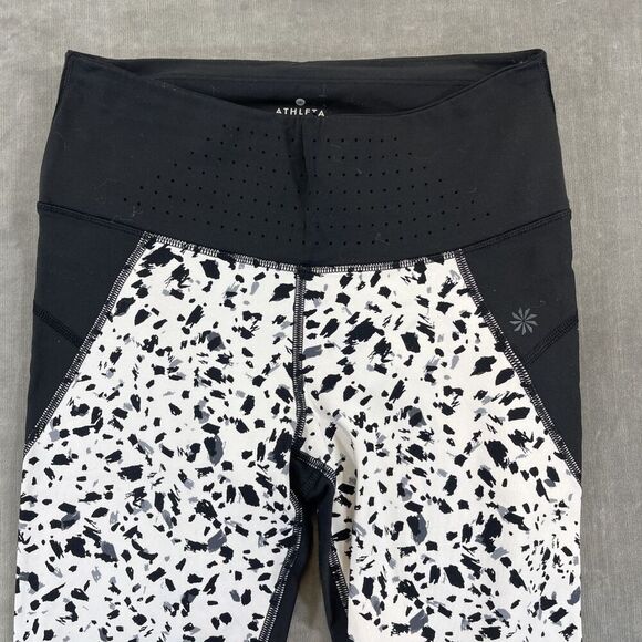 Athleta Women Small Leopard Cheetah Black White Legging‎ Capri Crop Pant - Picture 2 of 7